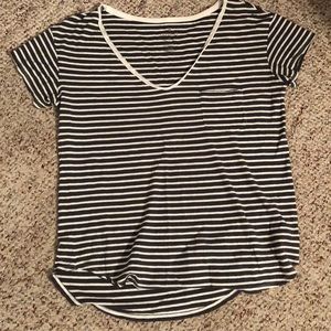 Relaxed Stripped Tee with Front Pocket